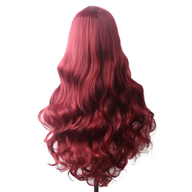 Purple Long Wavy Synthetic Hair Wig Hair Colored Cosplay Wigs For Women - promboutiqueonline