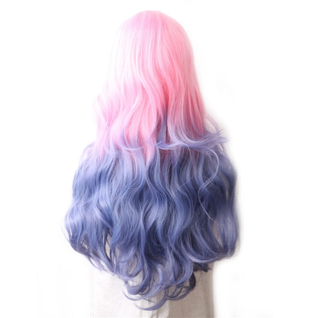 Purple Long Wavy Synthetic Hair Wig Hair Colored Cosplay Wigs For Women - promboutiqueonline