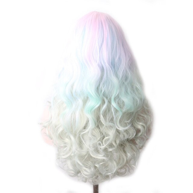 Purple Long Wavy Synthetic Hair Wig Hair Colored Cosplay Wigs For Women - promboutiqueonline