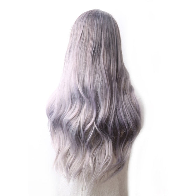 Purple Long Wavy Synthetic Hair Wig Hair Colored Cosplay Wigs For Women - promboutiqueonline