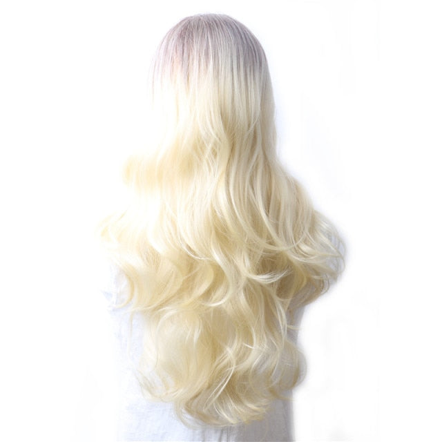 Purple Long Wavy Synthetic Hair Wig Hair Colored Cosplay Wigs For Women - promboutiqueonline