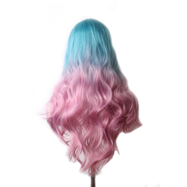 Purple Long Wavy Synthetic Hair Wig Hair Colored Cosplay Wigs For Women - promboutiqueonline