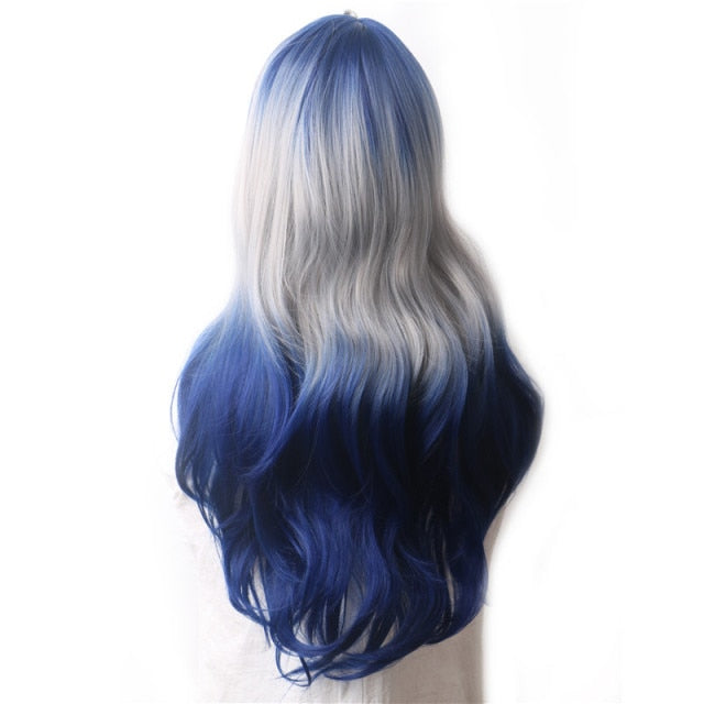 Purple Long Wavy Synthetic Hair Wig Hair Colored Cosplay Wigs For Women - promboutiqueonline