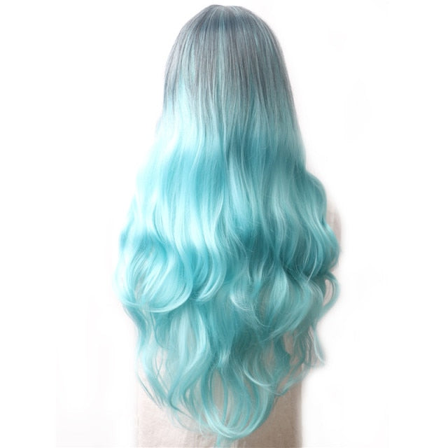 Purple Long Wavy Synthetic Hair Wig Hair Colored Cosplay Wigs For Women - promboutiqueonline