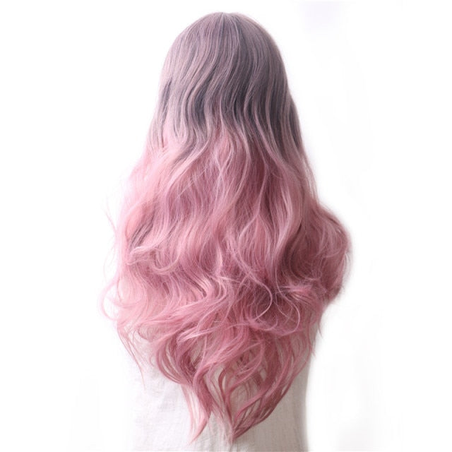Purple Long Wavy Synthetic Hair Wig Hair Colored Cosplay Wigs For Women - promboutiqueonline
