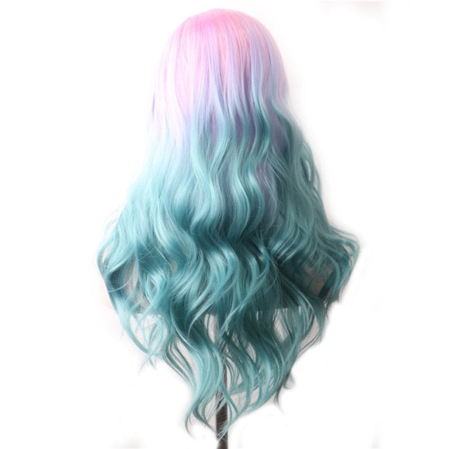 Purple Long Wavy Synthetic Hair Wig Hair Colored Cosplay Wigs For Women - promboutiqueonline