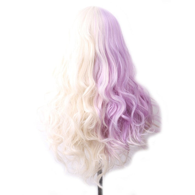 Purple Long Wavy Synthetic Hair Wig Hair Colored Cosplay Wigs For Women - promboutiqueonline