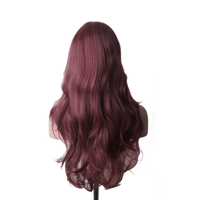 Purple Long Wavy Synthetic Hair Wig Hair Colored Cosplay Wigs For Women - promboutiqueonline
