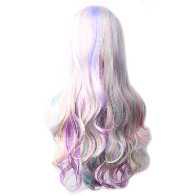 Purple Long Wavy Synthetic Hair Wig Hair Colored Cosplay Wigs For Women - promboutiqueonline