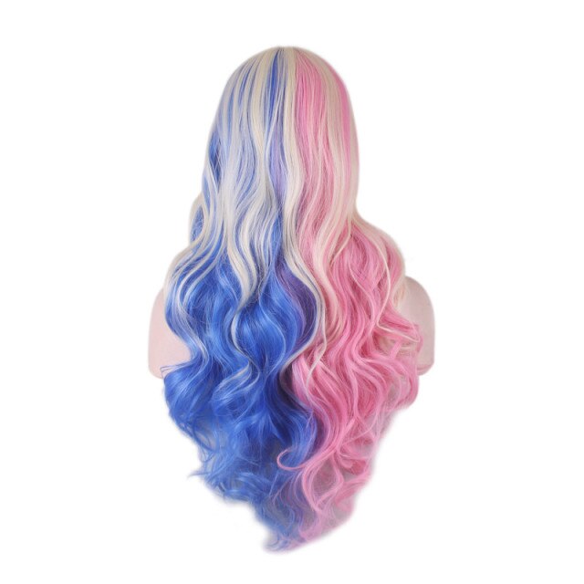 Purple Long Wavy Synthetic Hair Wig Hair Colored Cosplay Wigs For Women - promboutiqueonline