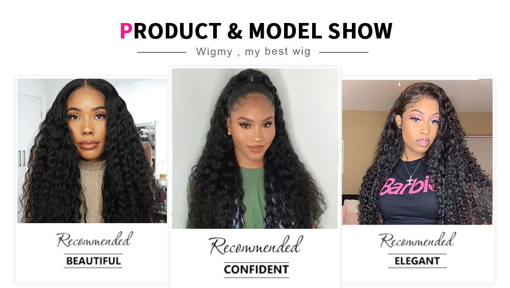 Deep Wave Lace Front Human Hair Wigs with Transparent French Lace Long Curly Lace Wigs with Baby Hair - promboutiqueonline