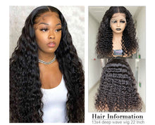 Load image into Gallery viewer, Deep Wave Lace Front Human Hair Wigs with Transparent French Lace Long Curly Lace Wigs with Baby Hair - promboutiqueonline