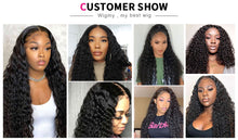Load image into Gallery viewer, Deep Wave Lace Front Human Hair Wigs with Transparent French Lace Long Curly Lace Wigs with Baby Hair - promboutiqueonline