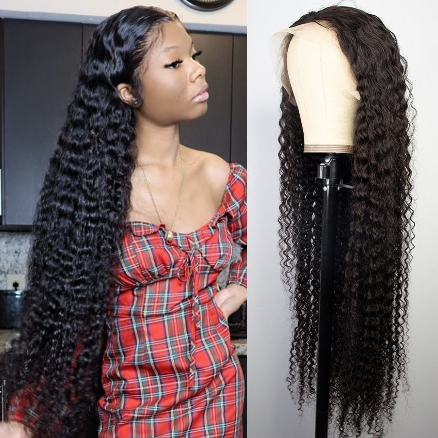 30 32 Inch Curly Remy Hair Deep Wave Frontal Human Hair Wigs For Black Women 13x4 HD Water Wave Lace Front Wig - promboutiqueonline