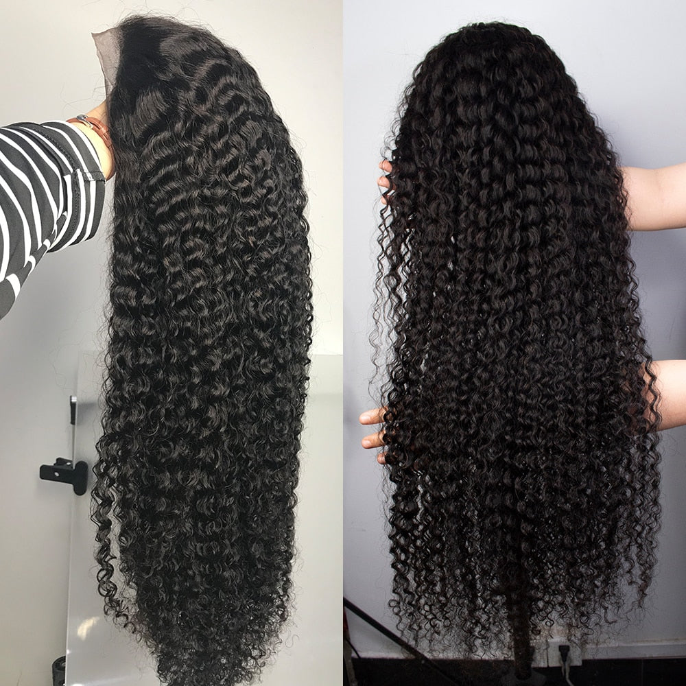 30 32 Inch Curly Remy Hair Deep Wave Frontal Human Hair Wigs For Black Women 13x4 HD Water Wave Lace Front Wig - promboutiqueonline