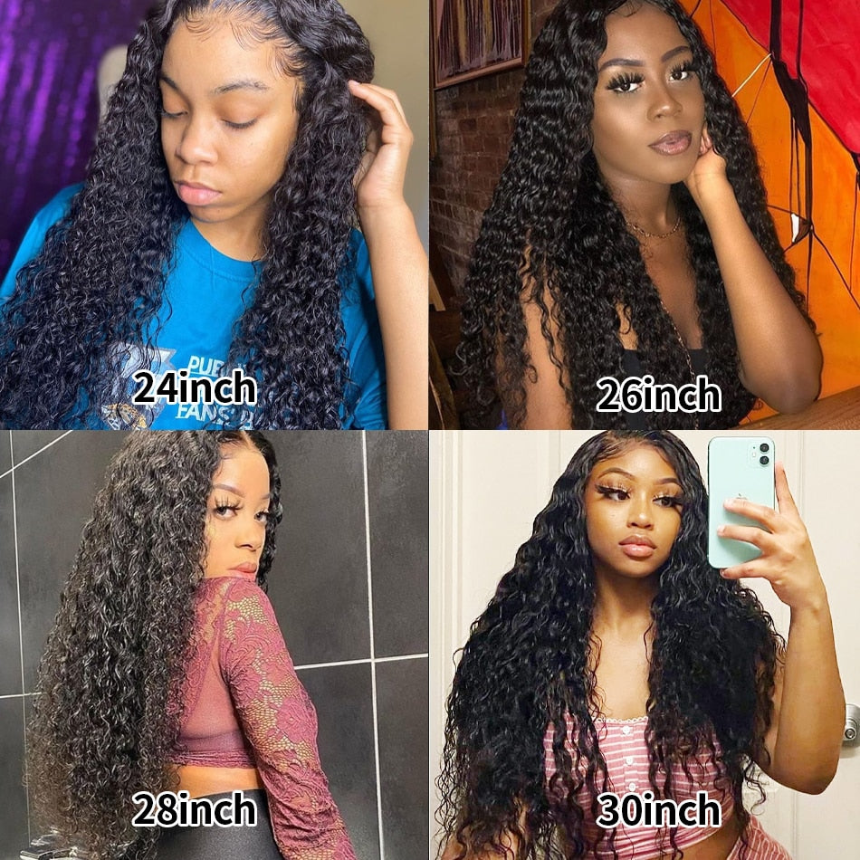 30 32 Inch Curly Remy Hair Deep Wave Frontal Human Hair Wigs For Black Women 13x4 HD Water Wave Lace Front Wig - promboutiqueonline