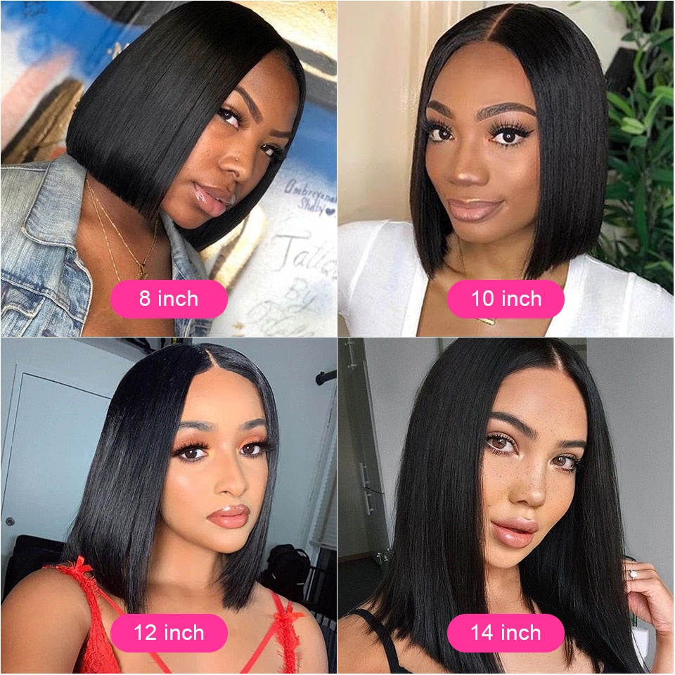 Straight Short Bob Wigs for Women Human Hair Lace Wigs with Natural Baby Hair - promboutiqueonline