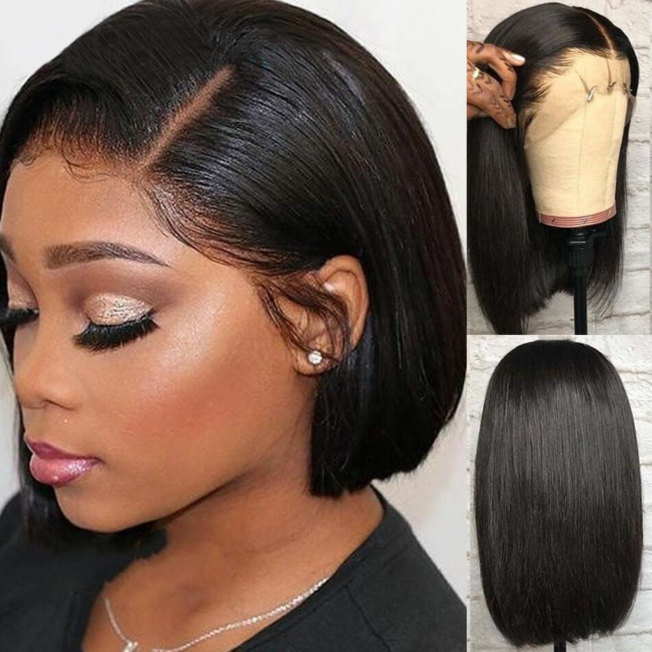 Straight Short Bob Wigs for Women Human Hair Lace Wigs with Natural Baby Hair - promboutiqueonline