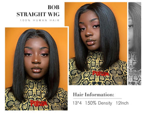 Straight Short Bob Wigs for Women Human Hair Lace Wigs with Natural Baby Hair