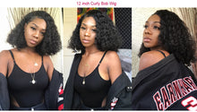 Load image into Gallery viewer, Short Curly Bob Human Hair Wigs Lace Closure Free Parting Wigs for Women with Baby Hair - promboutiqueonline