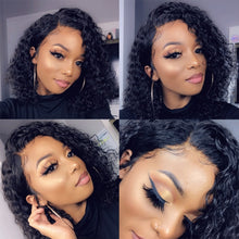 Load image into Gallery viewer, Short Curly Bob Human Hair Wigs Lace Closure Free Parting Wigs for Women with Baby Hair - promboutiqueonline
