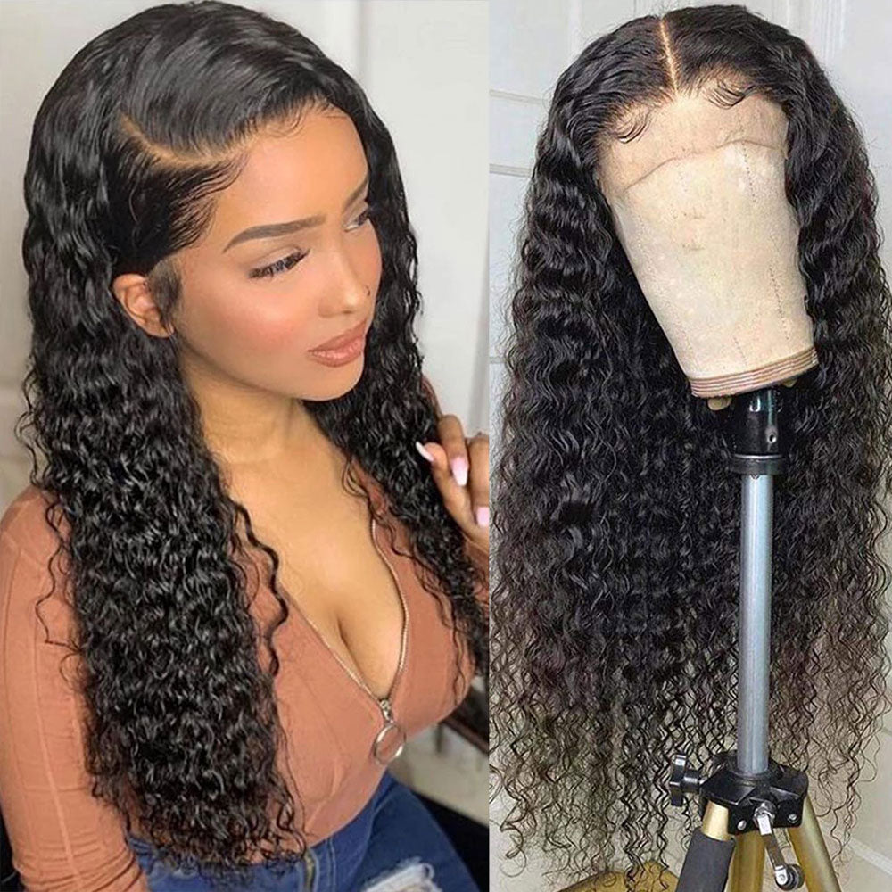 30 32 Inch Curly Remy Hair Deep Wave Frontal Human Hair Wigs For Black Women 13x4 HD Water Wave Lace Front Wig - promboutiqueonline