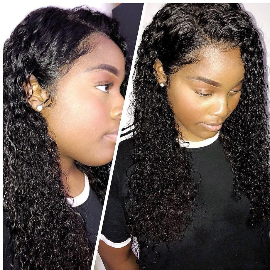 30 32 Inch Curly Remy Hair Deep Wave Frontal Human Hair Wigs For Black Women 13x4 HD Water Wave Lace Front Wig - promboutiqueonline
