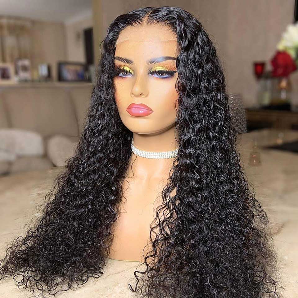 30 32 Inch Curly Remy Hair Deep Wave Frontal Human Hair Wigs For Black Women 13x4 HD Water Wave Lace Front Wig - promboutiqueonline