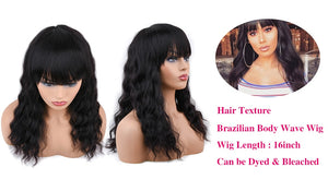 Body Wave Full Bang Human Hair Wigs Natural Loose Deep Wave Wig Body Wave No Lace Bob Wig For Black Women