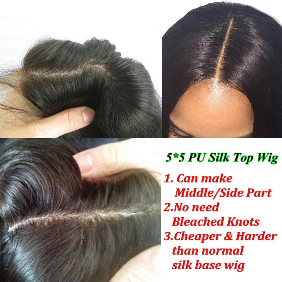 Brazilian 250 Density Black Kinky Curly Human Hair Wigs with Baby Hair 5x5 Silk Base Lace Closure Wigs For Women - promboutiqueonline