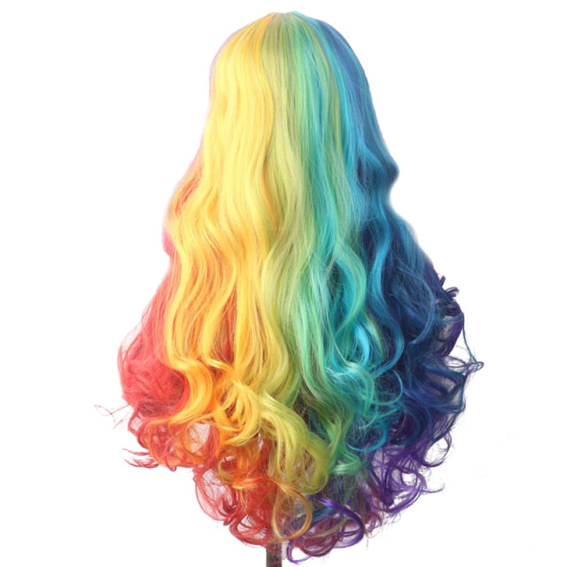 Purple Long Wavy Synthetic Hair Wig Hair Colored Cosplay Wigs For Women - promboutiqueonline