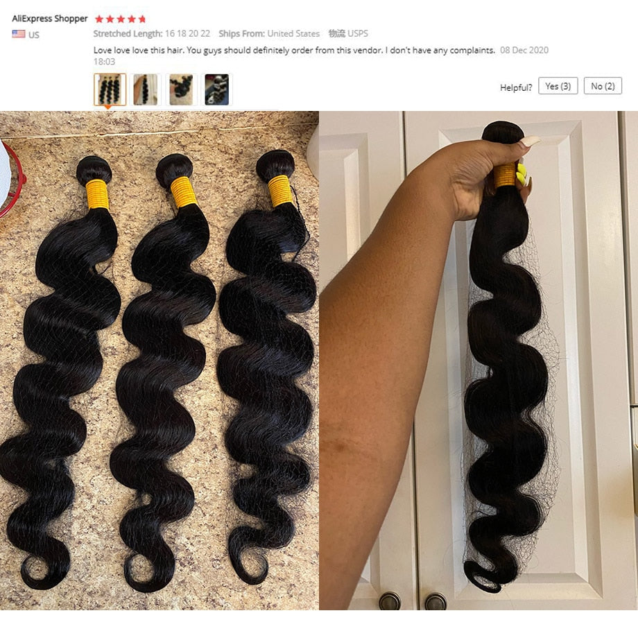 Black Body Wave bundles Black Women Hair Extensions Human Hair Weave Hair Piece for Girls - promboutiqueonline