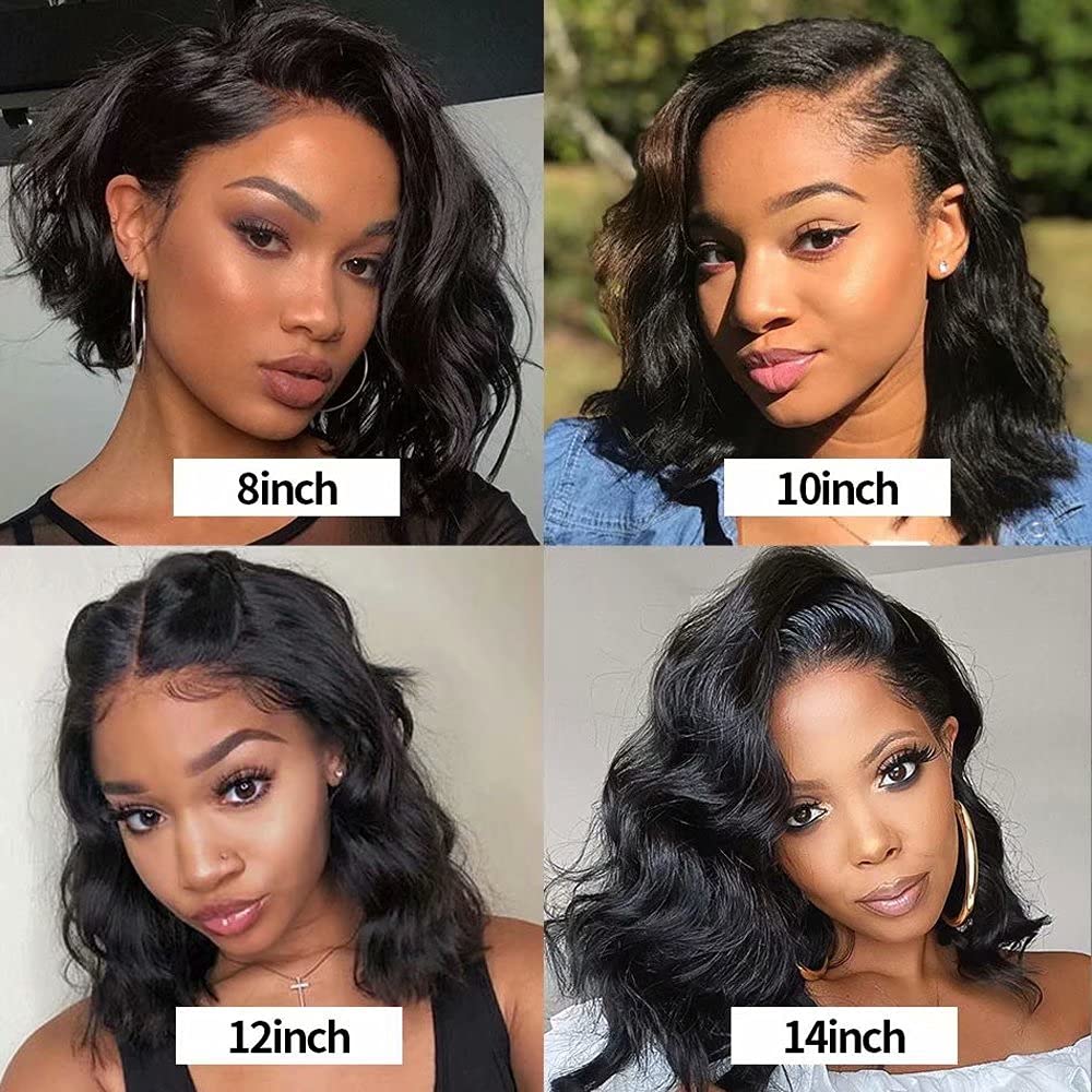 Short Body Wave Bob Lace Frontal Human Hair Wigs For Black Women Made of Brazilian Remy Hair - promboutiqueonline