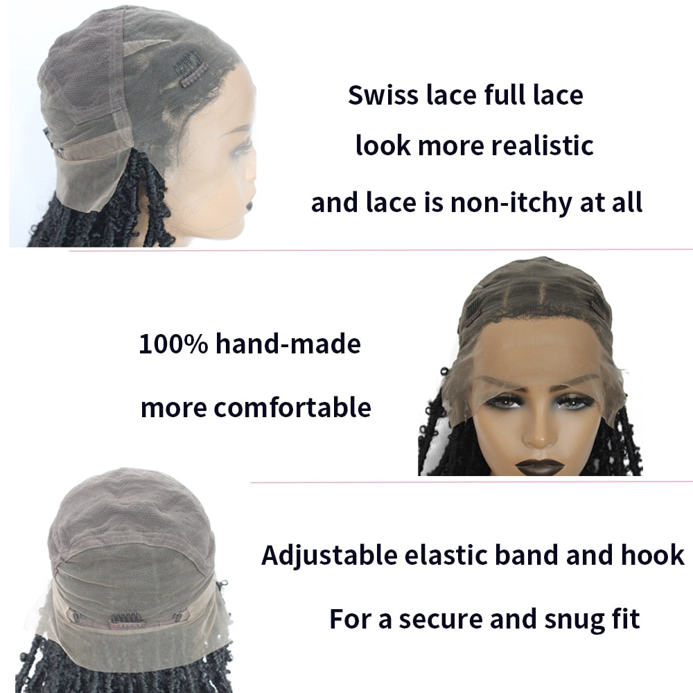 Synthetic Full Lace Braided Wigs for Black Women Long Crochet Braids Lace Loc Wigs - promboutiqueonline