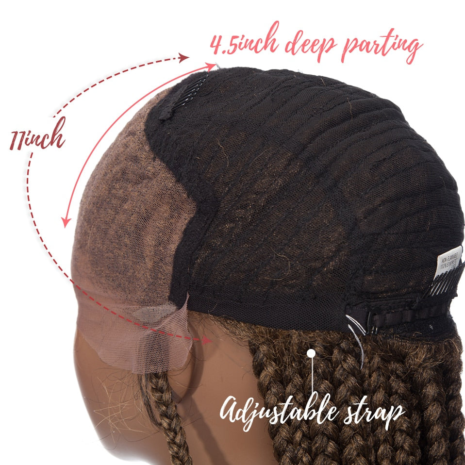 30 Inches Box Braided Synthetic Lace Front Hair Wigs with Baby Hair for Black Women - promboutiqueonline