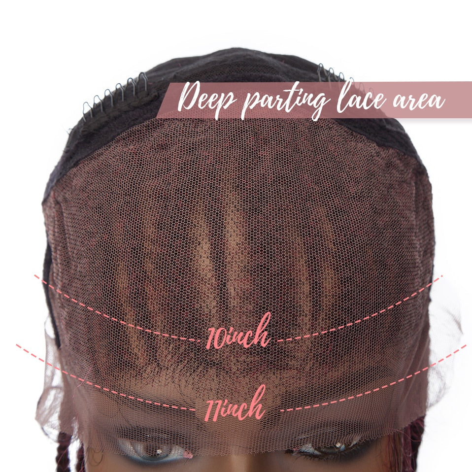 30 Inches Box Braided Synthetic Lace Front Hair Wigs with Baby Hair for Black Women - promboutiqueonline