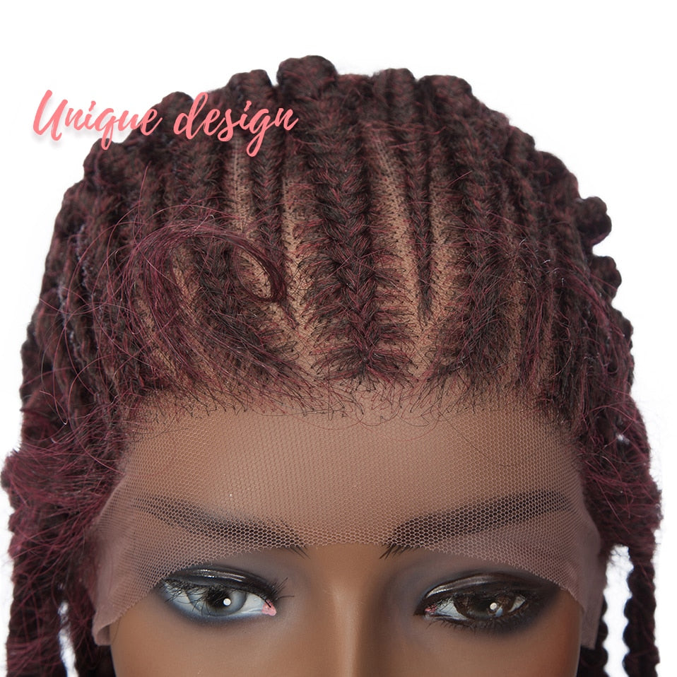 30 Inches Box Braided Synthetic Lace Front Hair Wigs with Baby Hair for Black Women - promboutiqueonline