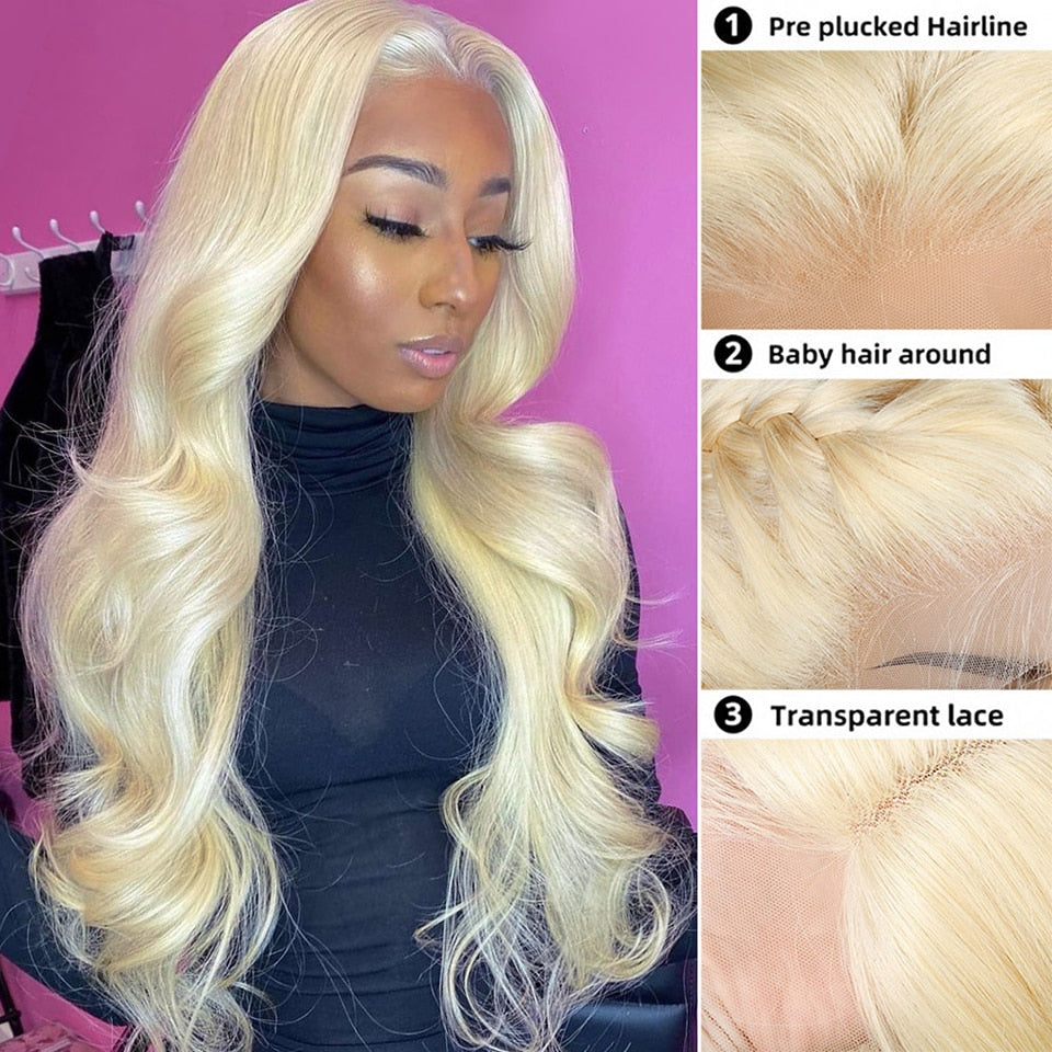 Blonde Body Wave Lace Front Wig Human Hair 30 inch Lace Wig HD Transparent Lace Frontal Wigs For Black Women - promboutiqueonline