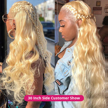 Load image into Gallery viewer, Blonde Body Wave Lace Front Wig Human Hair 30 inch Lace Wig HD Transparent Lace Frontal Wigs For Black Women - promboutiqueonline