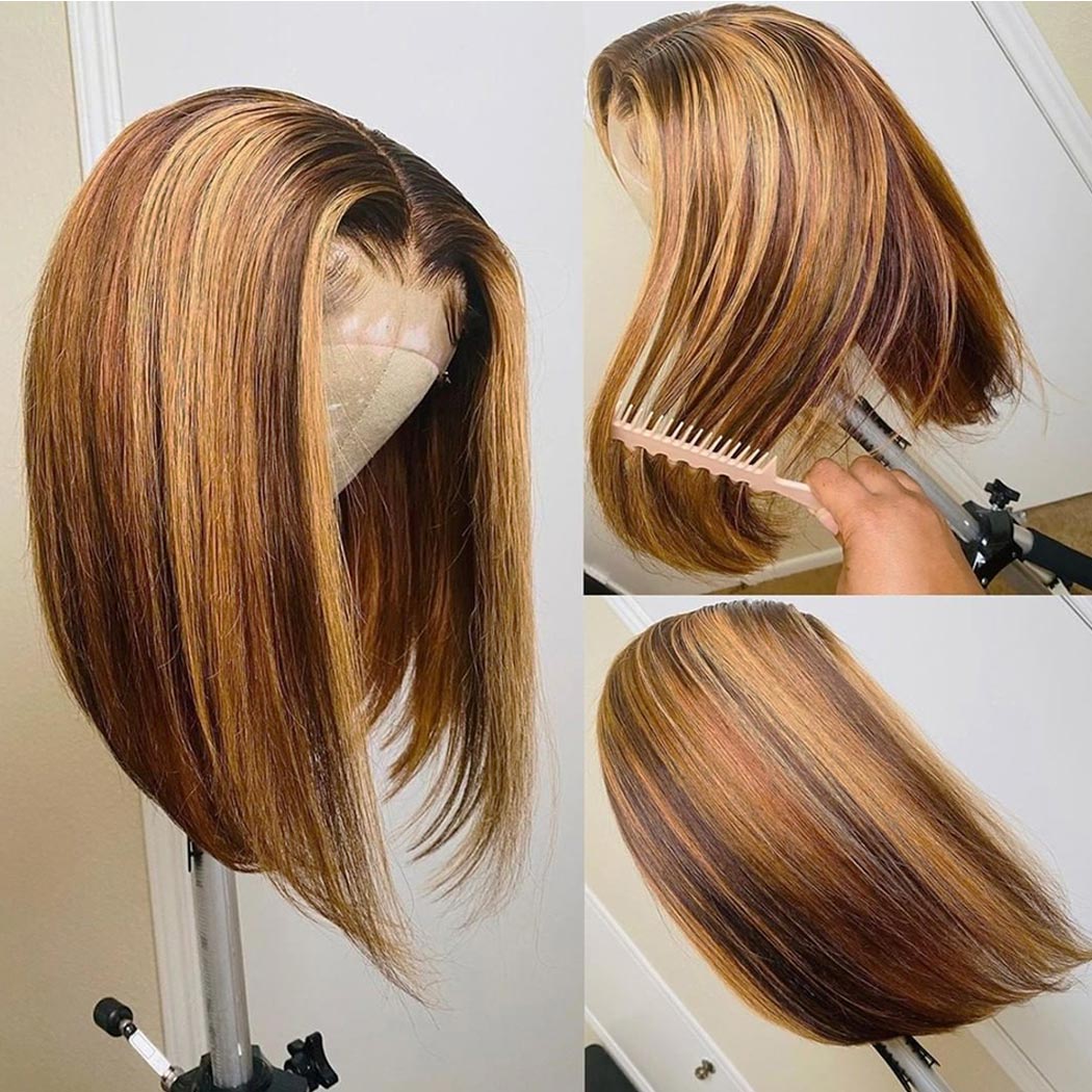 Straight Short Bob Wigs for Women Human Hair Lace Wigs with Natural Baby Hair - promboutiqueonline
