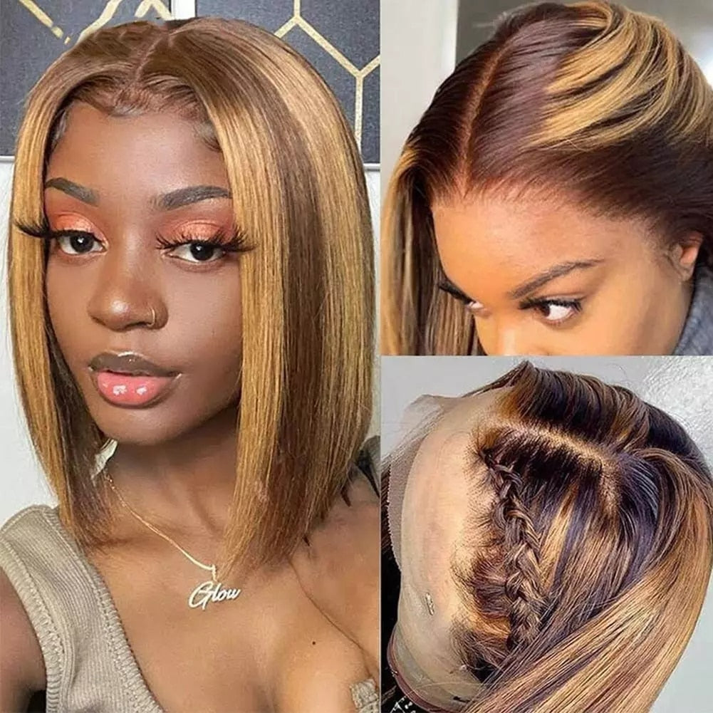 Straight Short Bob Wigs for Women Human Hair Lace Wigs with Natural Baby Hair - promboutiqueonline