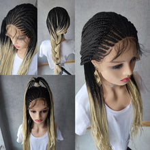 Load image into Gallery viewer, Long Ombre Blonde Braided Lace Wig Long Cornrow Braids Lace Wig  Box Braid  Lace Front Wig Synthetic Hair For Black Women