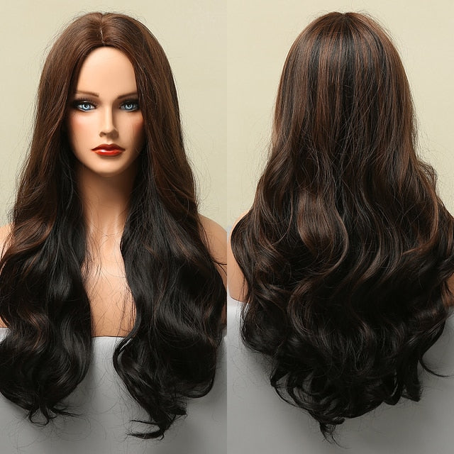 Blonder Ombre Color Long Wave Synthetic Wigs with Side Bangs for Women - promboutiqueonline