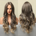 Blonder Ombre Color Long Wave Synthetic Wigs with Side Bangs for Women - promboutiqueonline