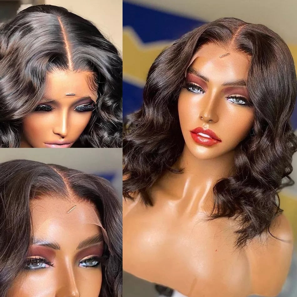 Short Body Wave Bob Lace Frontal Human Hair Wigs For Black Women Made of Brazilian Remy Hair - promboutiqueonline