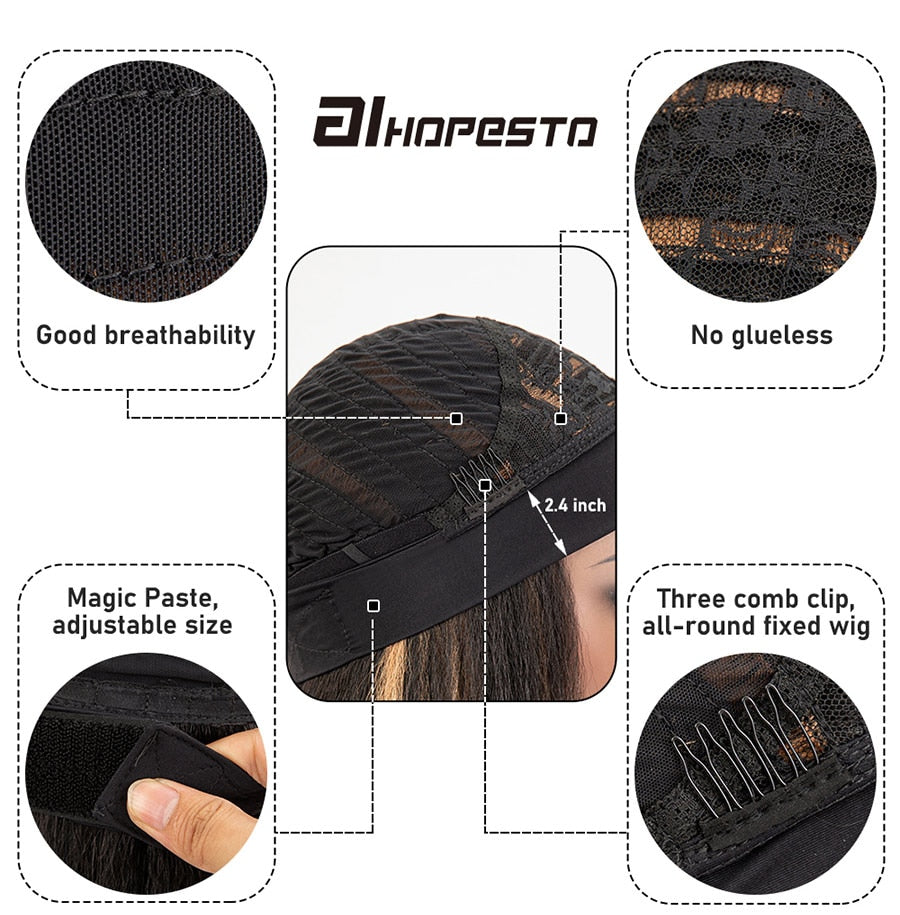 Afro Style Glueless Synthetic Headband Wigs Yaki Kinky Straight For Black Women 4color Available - promboutiqueonline
