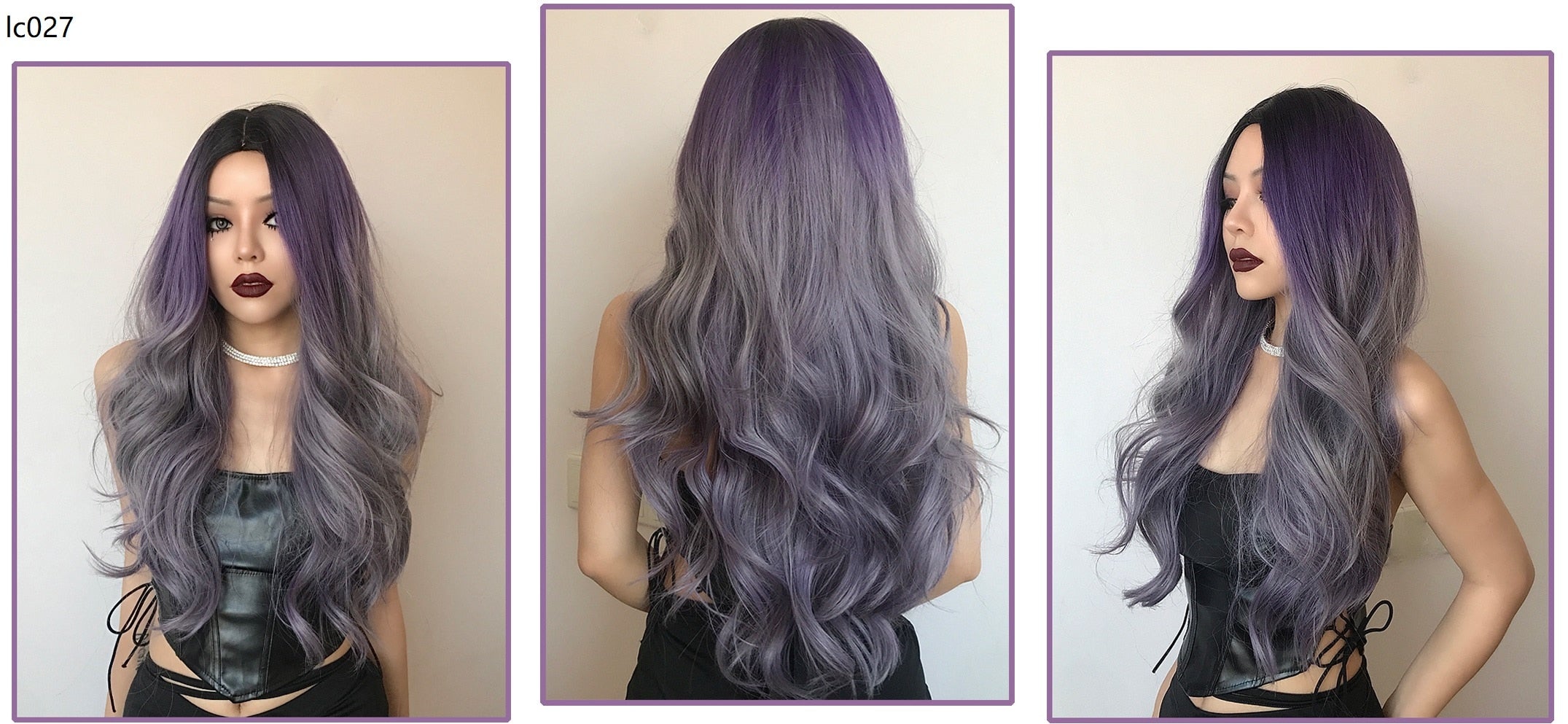 Purple Long Body Wave Synthetic Wigs for Women Cosplay Lolita Wigs High Temperature Fiber Hair - promboutiqueonline