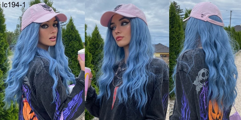 Purple Long Body Wave Synthetic Wigs for Women Cosplay Lolita Wigs High Temperature Fiber Hair - promboutiqueonline