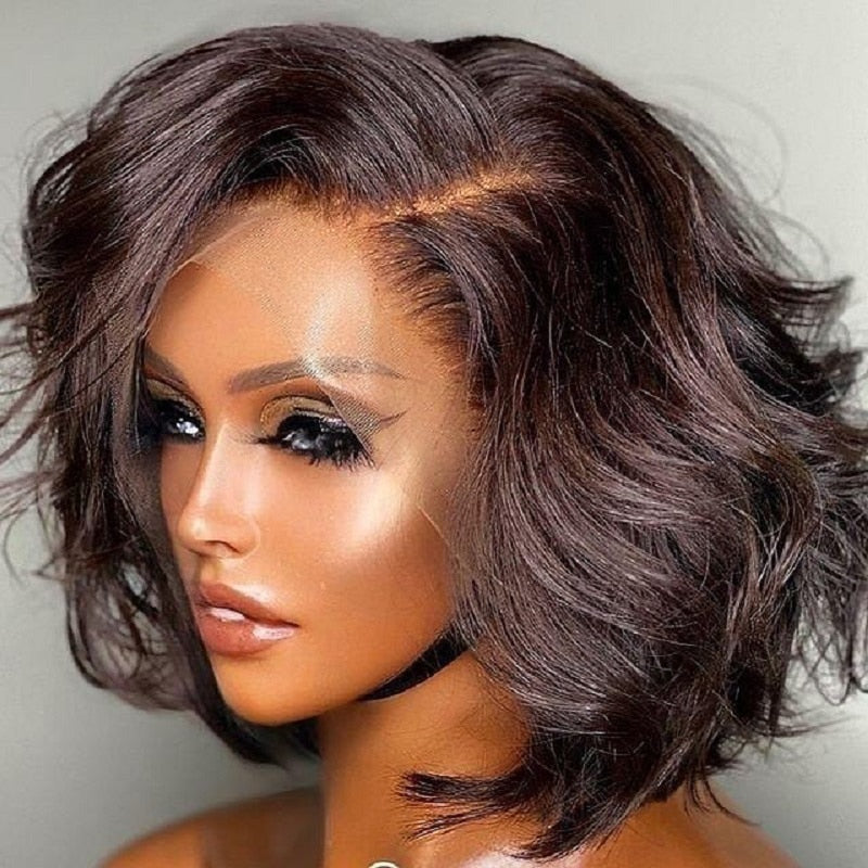 Short Body Wave Bob Lace Frontal Human Hair Wigs For Black Women Made of Brazilian Remy Hair - promboutiqueonline