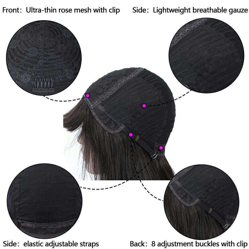 Glueless Straight Remy Hair Wigs With Bangs and Fringe Bob For Women - promboutiqueonline
